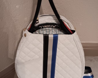 Tennis sling white racket bag with free embroidery fits 105 or less