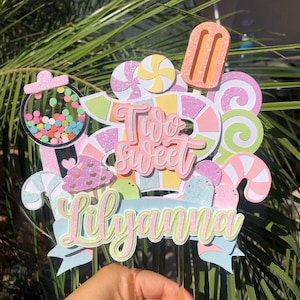 Candyland Inspired Cake Topper, Candy Party Cake Topper, Two Sweet Cake Topper