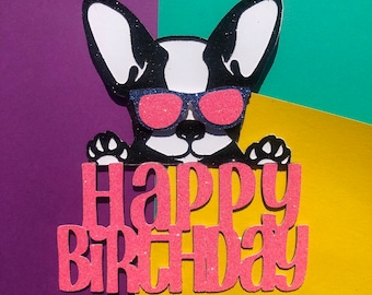 French Bulldog Cake Topper, Frenchie Cake Topper, Dog Lover Cake Topper, Girls Birthday Party, Dog Topper, Kids Birthday, Summer Cake Topper