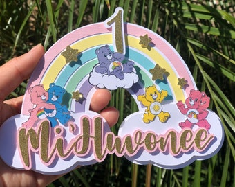 Care Bears Inspired Cake Topper, Rainbow Cake Topper, Girls Birthday Party, Kids Birthday Party, Care Bears Cake Topper