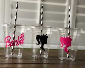 Barbie Party Cups, Pink & Black,Disposable Cups, Barbie Birthday Party, Pretty in Pink, Doll Party