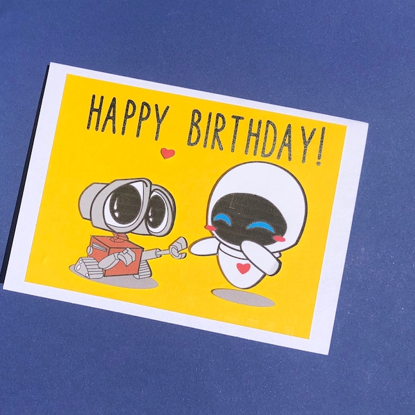 Wall E and Eve Birthday Card Etsy