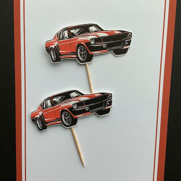 V8 power cupcake toppers,muscle car cupcake toppers, cars Party Cupcake Toppers, Car Cuupcake Topper