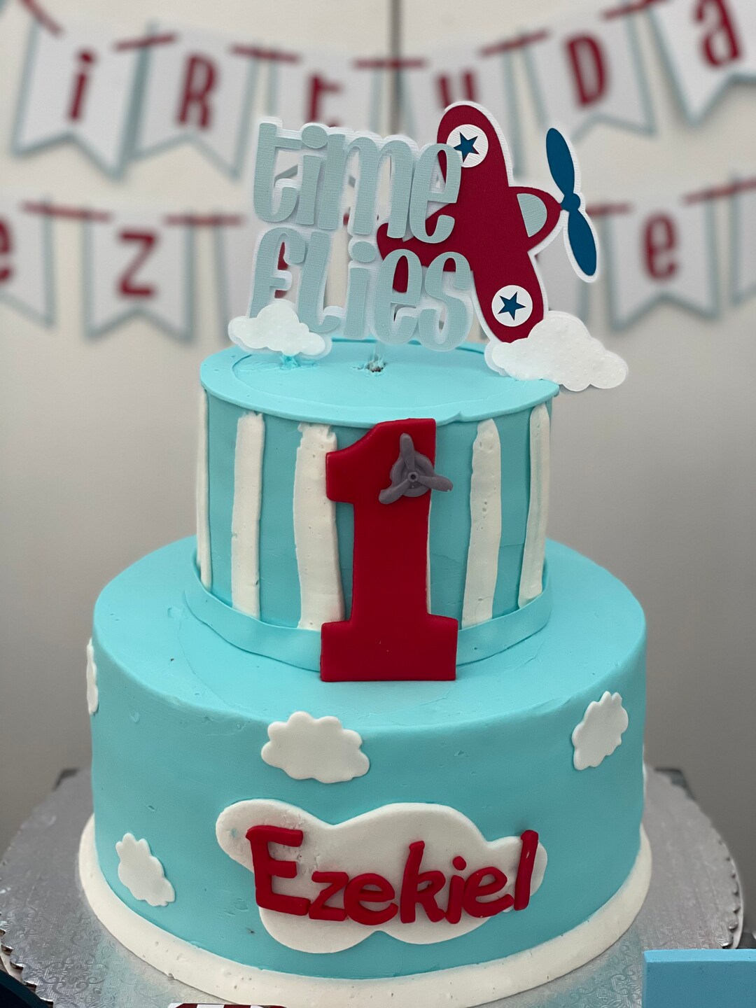 Times Flies Cake Topper, First Birthday Cake Topper, Airplane Cake ...
