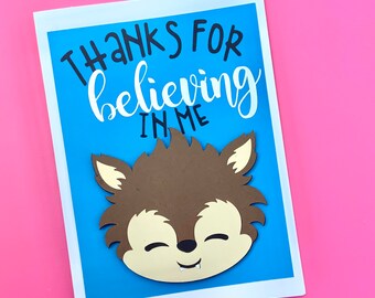 Thank You Card For Teachers, Cute werewolf, Thanks For Believing In Me, Teachers Are the Best, Teacher Appreciation