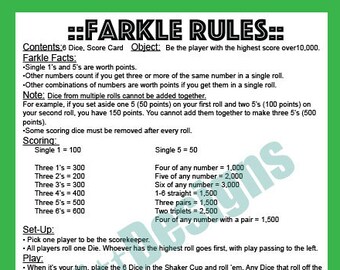 Farkle Etsy photo about Farkle Instructions Printable named Farkle Etsy