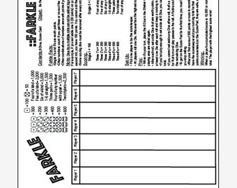 farkle score sheet etsy farkle score sheet