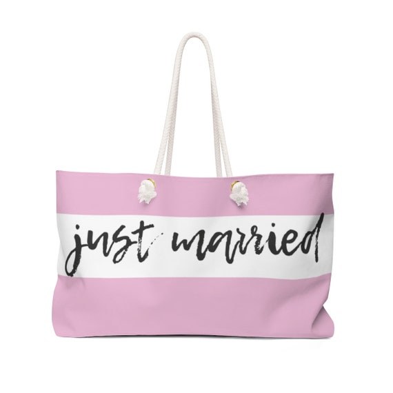 just married beach bag