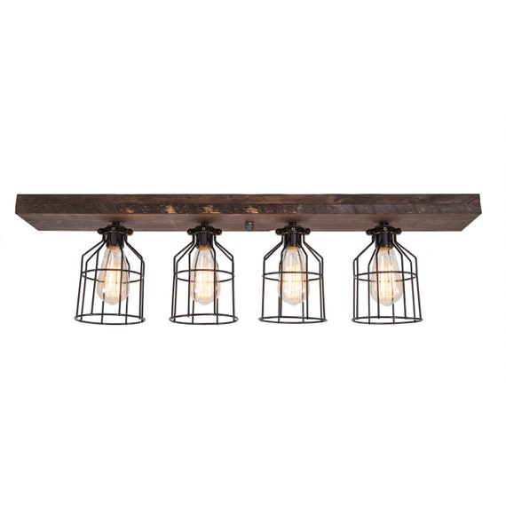 Laluz Kitchen Island Lighting Rectangular Wood Hanging Fixture