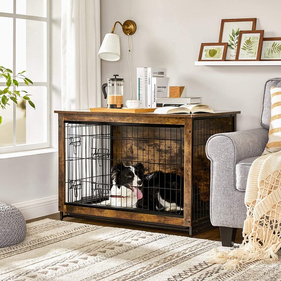 Dog Crate Furniture Dog Cat Pet Kennels. Pet Dog Cage Wood Etsy