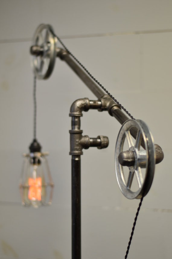 Floor Light Industrial Lamp Pulley Floor Light Industrial Lamp Pulley Furniture Restoration Hardware Pipe Lighting Home Chic