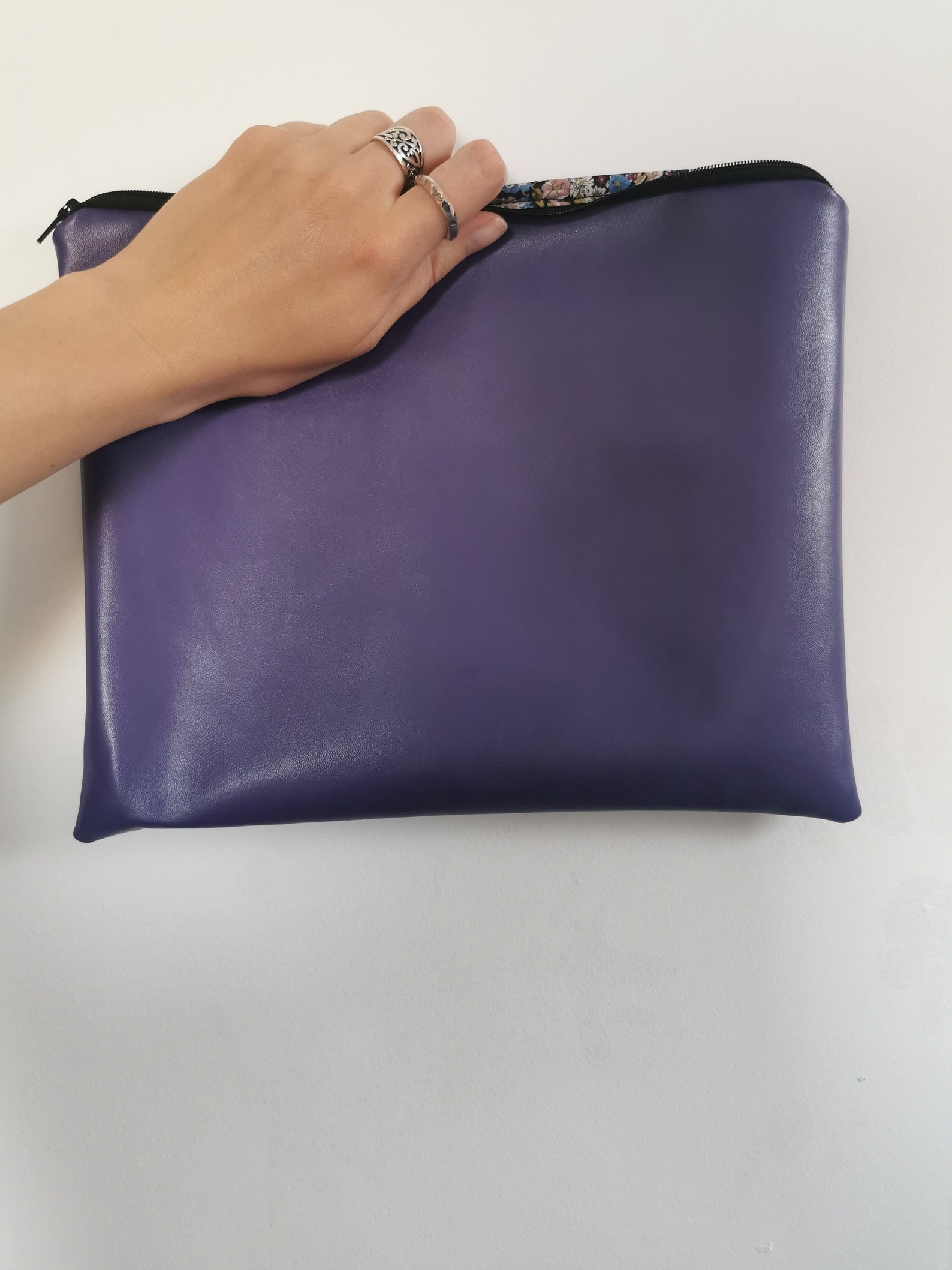 Handmade Vegan Leather Clutch Bag Fully Lined Design Your Own Etsy