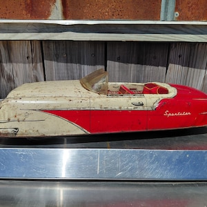 1940's 50's Marx Sportster Tin Litho Friction Convertible Car