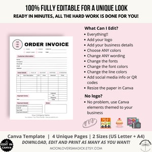 Logo Custom Order Form Template, Order Tracker, Order Receipt Canva Template Bundle, Small Business Printable, Fully Editable & Customizable image 5