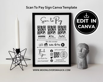 QR Code Sign Business Printable, Scan to Pay Template with Custom Logo, Small Business Ecommerce Canva Template, Editable Digital Download