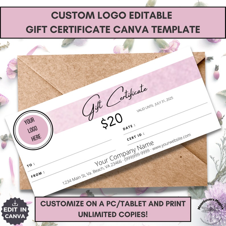 Custom Logo Order Form, Order Receipt, Price List, Gift Certificate, Thank You Card Canva Template Bundle Small Business Editable Printables image 5