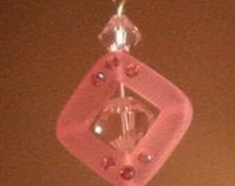 Pink Acrylic Diamond with Swarovski Crystal Accents