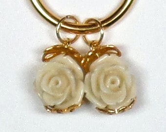 Ivory Roses with Gold Leaf Accents - Girls' Rose Drops