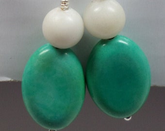 Turquoise Howlite Oval Beads & White Mountain Jade Accents