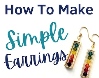 Tutorial de aretes, Descarga digital, Fabricación de joyas de bricolaje, Cómo hacer aretes, Paso a paso, Instrucciones de cuentas, Manualidades de bricolaje, Actividad en el hogar