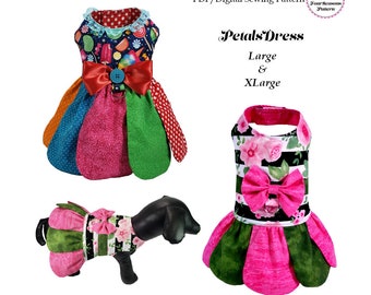 Petals Dog Dress, Dog Clothes Pattern -LARGE & XLARGE- Sewing Pattern,  PDF, Dog Clothes, Dog Dress, Pet Clothes
