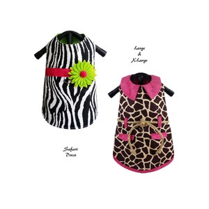 Safari Dog Dress Pattern -LARGE & XLARGE- Dog Clothes Sewing Pattern PDF, Dog Dress Pattern, Dog Harness, Pet Clothes Tutorial