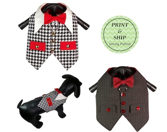 PRINTED Traditional Vest, Sewing Pattern, Dog Clothes Pattern, Dog Harness, Pet Clothes, Dog Wedding Vest, Dog Tuxedo, Christmas Vest