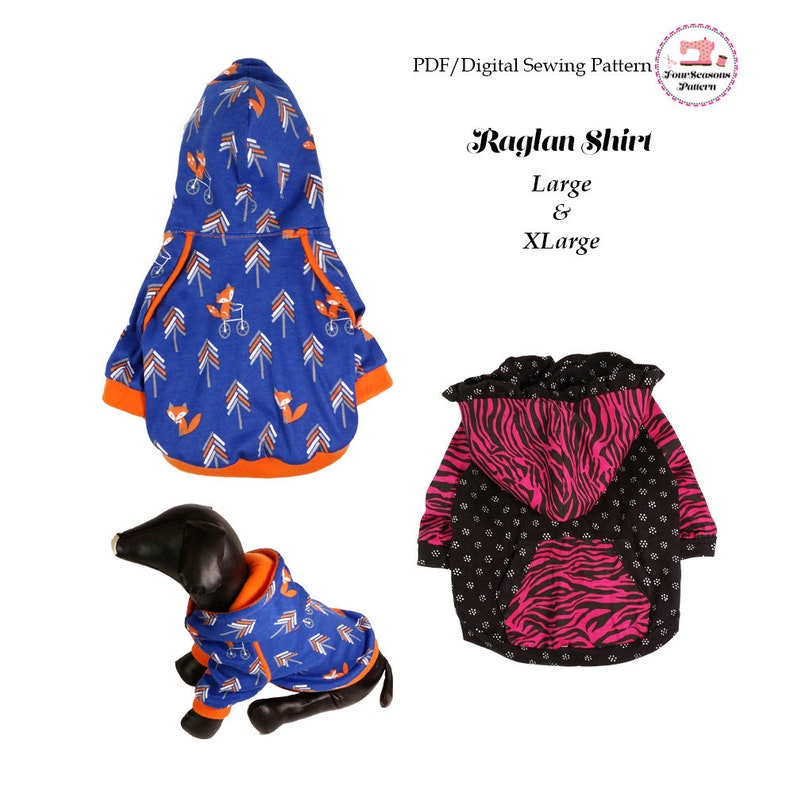 Dog Raglan Hoody Raglan Shirt LARGE & XLARGE Sewing Pattern Etsy