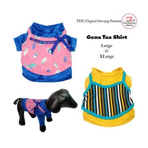 Gina Dog Tee Shirt, Dog Shirt -LARGE & XLARGE- Sewing Pattern PDF, Dog Clothes Pattern, Dog Harness, Pet Clothes, Dog Sweater