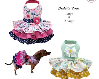 Vestido de perro Isabella -LARGE & XLARGE- Patrón de costura PDF, Patrón de ropa para perros, Vestido para perros, Tutorial de ropa para mascotas y Patrón de costura