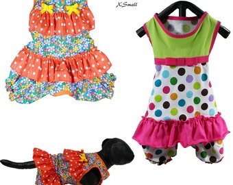 Ruffles Dog Romper Pattern -XXSMALL & XSMALL- Dog Onesie Sewing Pattern PDF, Dog Clothes Pattern, Dog Harness, Pet Clothes