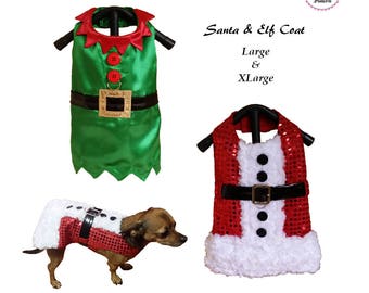 Santa and Elf Dog Coat-LARGE & XLARGE- Sewing Pattern PDF, Dog Clothes Patterns, Dog Tutu Dress, Pet Clothes