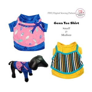 Gina Dog Tee Shirt, Dog Shirt -SMALL & MEDIUM- Sewing Pattern PDF, Dog Clothes Pattern, Dog Harness, Pet Clothes, Dog Sweater