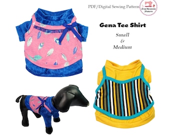Gina Dog Tee Shirt, Dog Shirt -SMALL & MEDIUM- Sewing Pattern PDF, Dog Clothes Pattern, Dog Harness, Pet Clothes, Dog Sweater