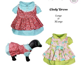Cindy Dog Dress, Dog Clothes Pattern -LARGE & XLARGE- Sewing Pattern,  PDF, Dog Clothes, Dog Dress, Pet Clothes