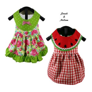 Patrón de vestido de perro sandía -PEQUEÑO Y MEDIANO- Patrón de costura de ropa para perros PDF, vestido de perro, arnés para perros, tutorial de ropa para mascotas