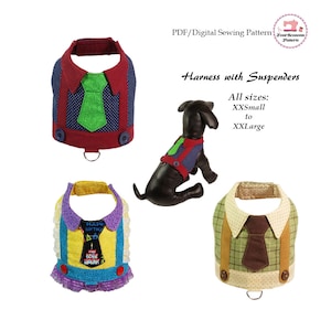 Harness with Suspenders -ALL SIZES Bundle Pack- Sewing Pattern PDF, Dog Clothes Pattern, Dog Harness, Pet Clothes, Dog Vest