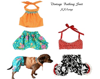 Vintage Bathing Suit -XXLARGE- Digital Sewing Pattern, Dog Swimming Suit, Dog Clothes Pattern, Pet Clothes Tutorial and Sewing Pattern