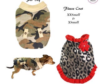 Fleece Coat -XXSMALL & XSMALL- Dog Jacket Sewing Pattern PDF, Dog Clothes Patterns, Dog Coat, Pet Clothes patterns