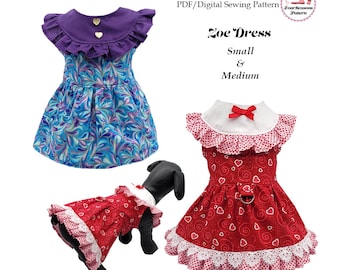 Zoe Dog Dress Sewing Pattern, Dog Clothes Pattern, PDF Pattern, Dog Clothes, Dog Dress, Pet Clothes -SMALL & MEDIUM-