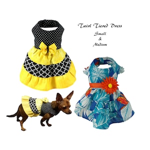 Sukienka Twirl Tiered Dress - SMALL & MEDIUM- Wzór do szycia w formacie PDF, Wzór na ubranka dla psa, Sukienka dla psa, Samouczek na ubranka dla zwierząt i Wzór do szycia