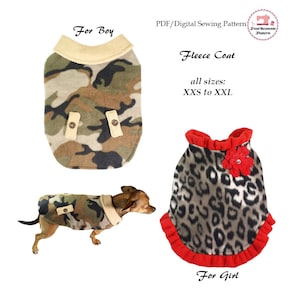 Fleece Dog Coat -ALL SIZES Bundle- Dog Jacket Sewing Pattern PDF, Dog Clothes Patterns, Dog Coat, Pet Clothes patterns