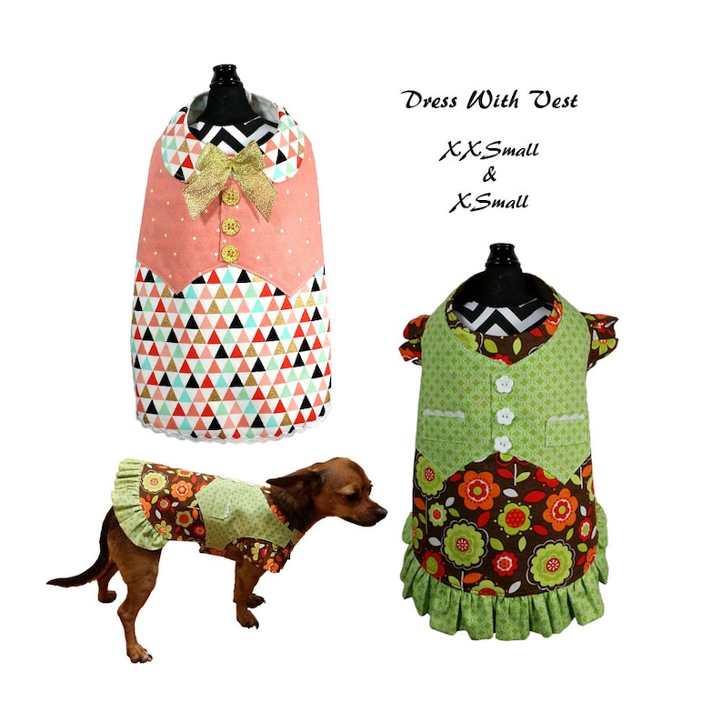 Dog Dress With Vest Pattern XXSMALL & XSMALL Dog Clothes Etsy