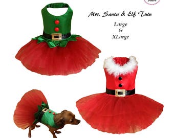 Santa and Elf Dog Tutu Dress -LARGE & XLARGE- Sewing Pattern PDF, Dog Clothes Pattern, Dog Tutu Dress, Pet Clothes
