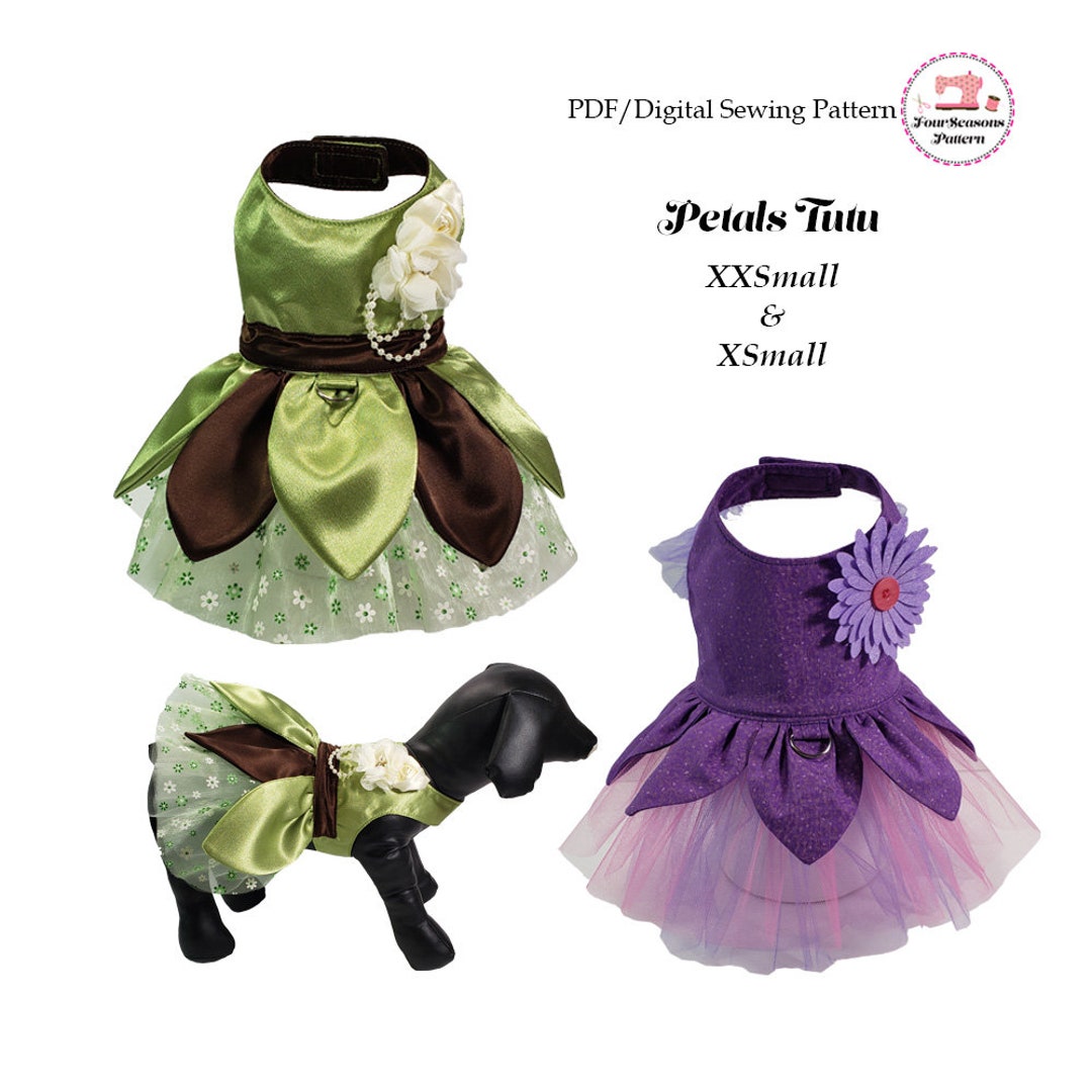 Petals Dog Tutu, Dog Clothes Pattern XXSMALL & XSMALL Sewing Pattern
