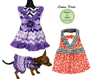 PRINTED Emma Dog Dress Pattern, Dog Clothes Sewing Pattern PDF, Dog Dress, Dog Harness, Pet Clothes Tutorial