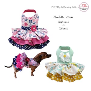 Isabella Hundekleid, Schnittmuster -XXSMALL & XSMALL- Schnittmuster, PDF, Hundebekleidung, Hundekleid, Haustierkleidung