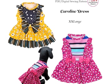 Caroline Dog Dress, Dog Clothes Pattern -XXLARGE- Sewing Pattern,  PDF, Dog Clothes, Dog Dress, Pet Clothes