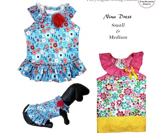 Nina Dog Dress Sewing Pattern PDF, Dog Clothes Pattern, Pet Dog and Cat Dresses, Small Dog Outfits, Chihuahua Clothes  -SMALL & MEDIUM