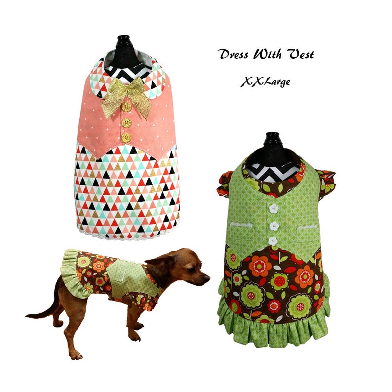 Dog Dress With Vest Pattern XXLARGE Dog Clothes Sewing Etsy